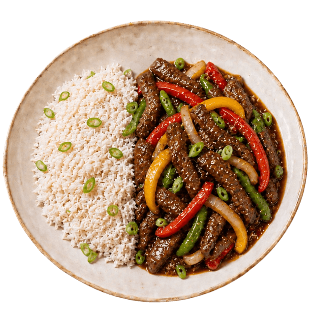Beef Bowl – Rind mit Paprika & Reis
