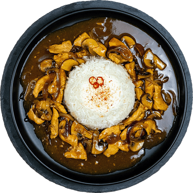 Chicken Rice in dunkler Sauce